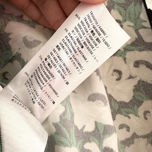 Stella McCartney Green White Petra Floral Print Dress Fit Flare 36 0/2 XS - Picture 14 of 14